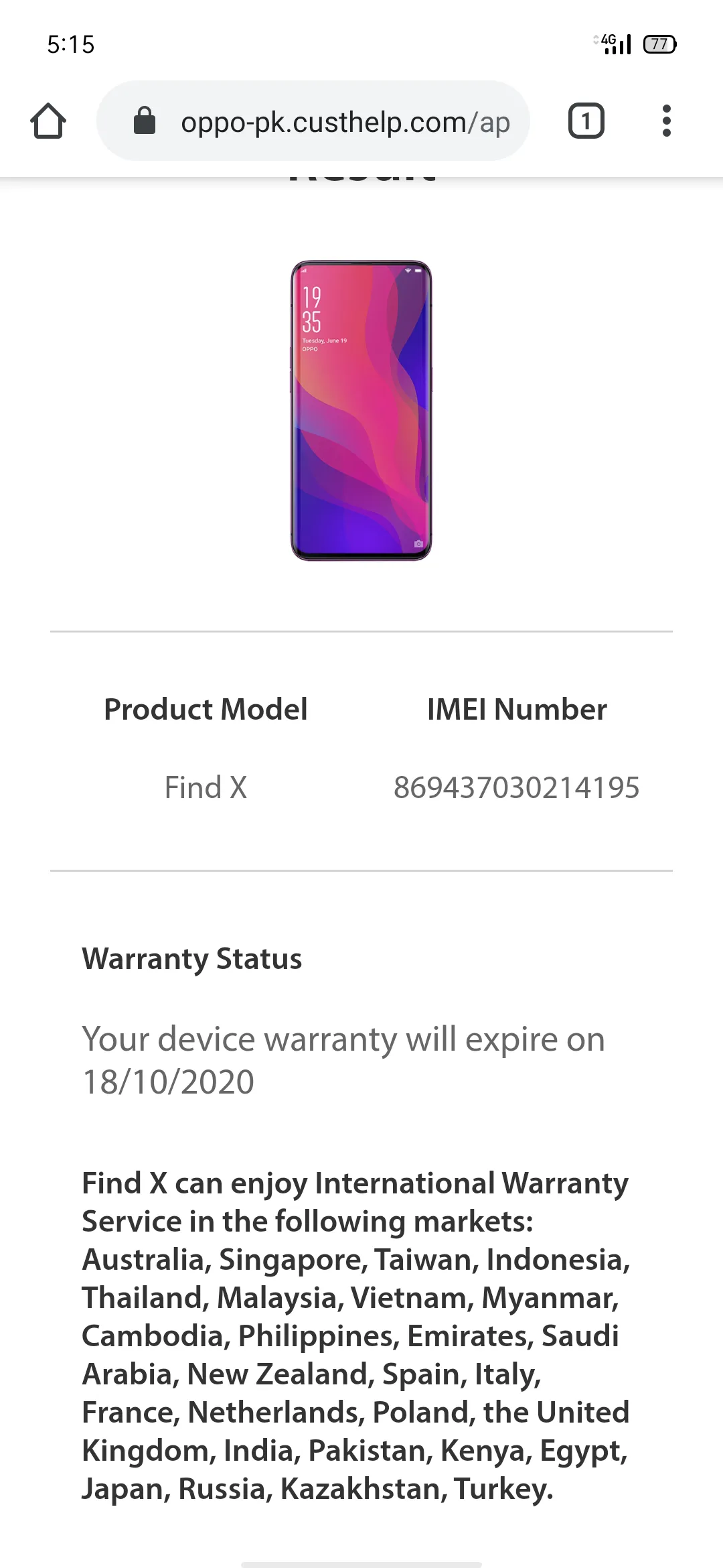 Oppo find x 8 256 in warranty - photo 2