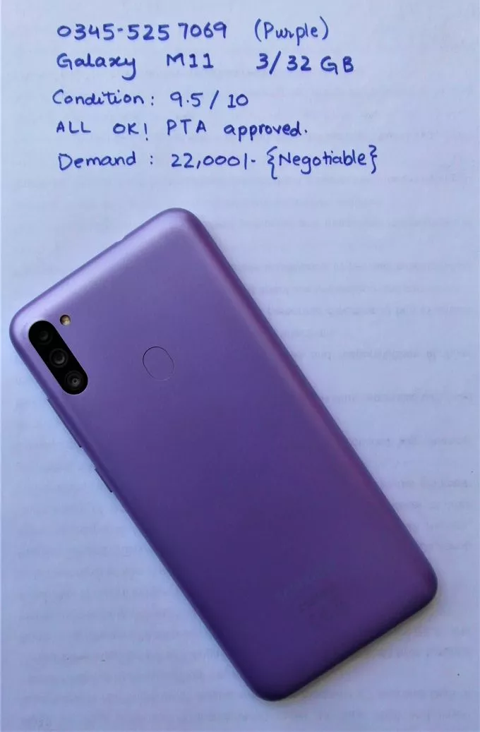 Samsung Galaxy M11 3/32 GB DUAL SIM PTA Approved 9.5/10