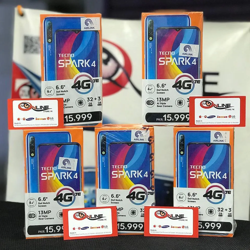 TECNO SPARK 4 BOX PACK AIRLINK OFFICIAL 1 YEAR WARRANTY 03452914221 - photo 1