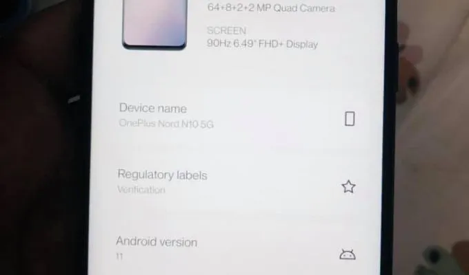 OnePlus Nord N10 (5g Activated) | PTA Approved - photo 2