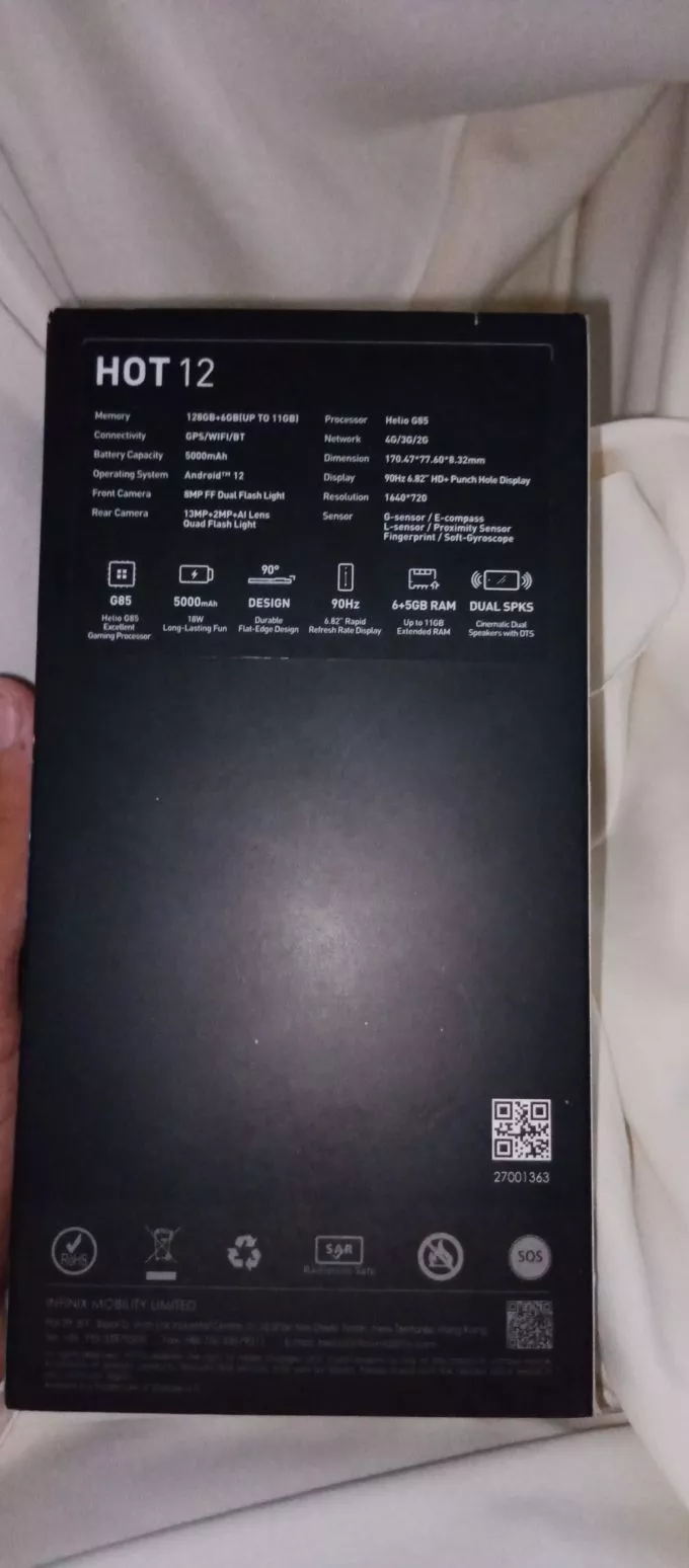  Infinix Hot 12 Only Box open ha 2day used only - photo 1