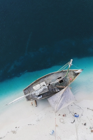 ship on Beach mobile wallpaper