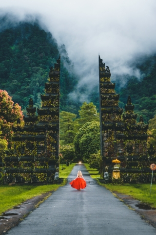 Girl on Bali Road mobile wallpaper