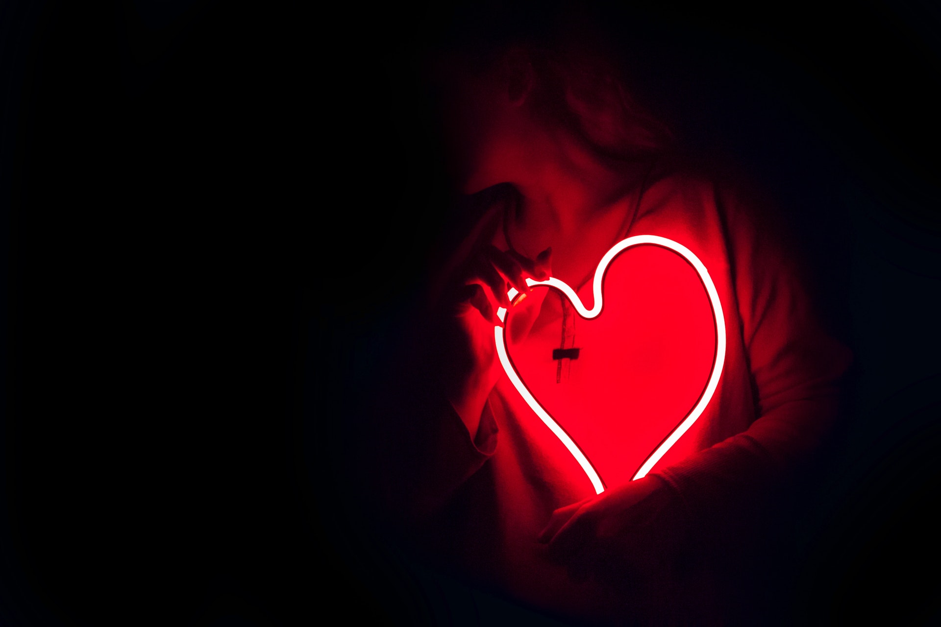 Red Neon Heart - Download Mobile Phone full HD wallpaper